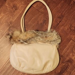 Like new Berge genuin Italian leather and fur handbag